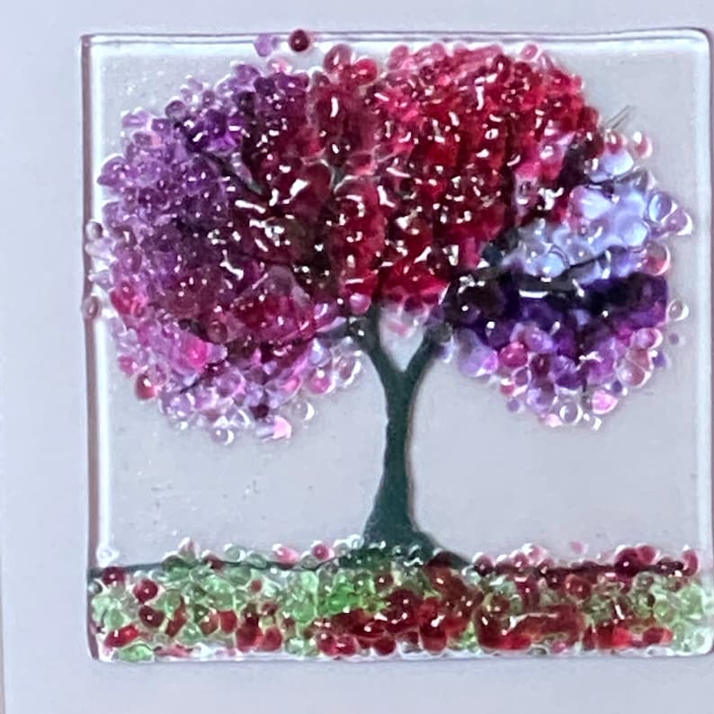 Glass Landscape Wall Hanging Glass Art Tree in Four Seasons Etsy UK