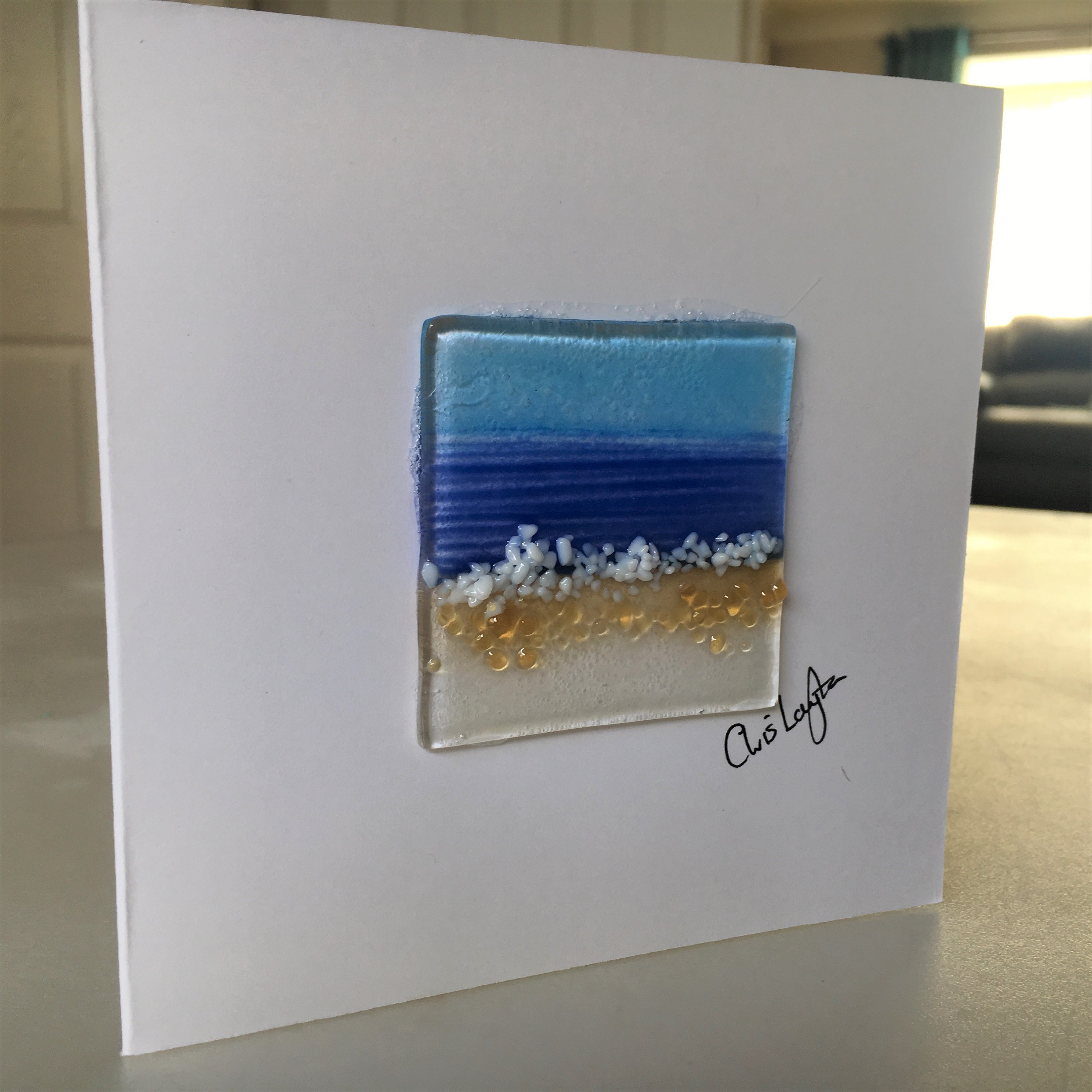 Fused Glass Greeting Card Handmade Sea Scene Nautical - Etsy UK