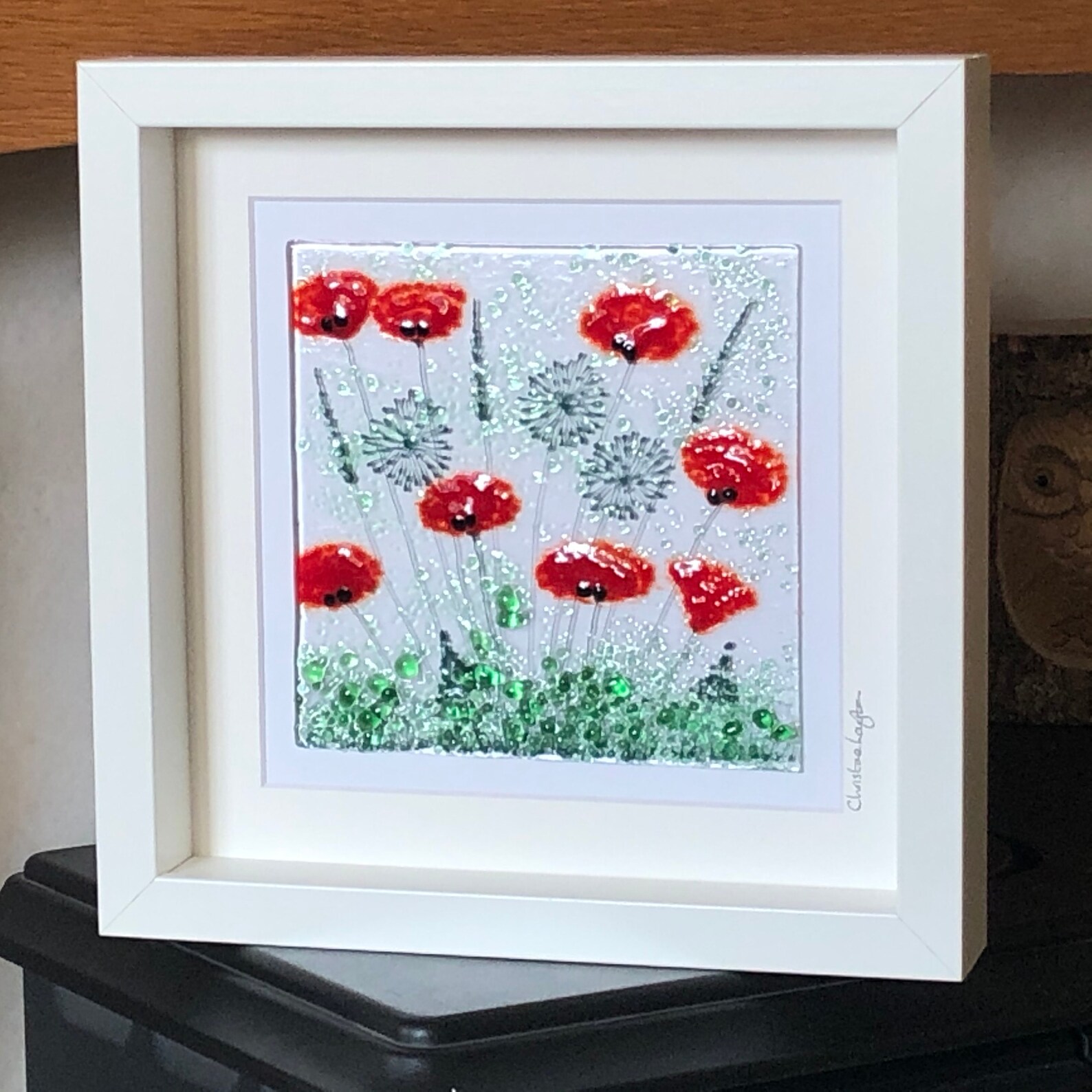 Glass Floral Wall Hanging Glass Art Flowers Poppies and Etsy