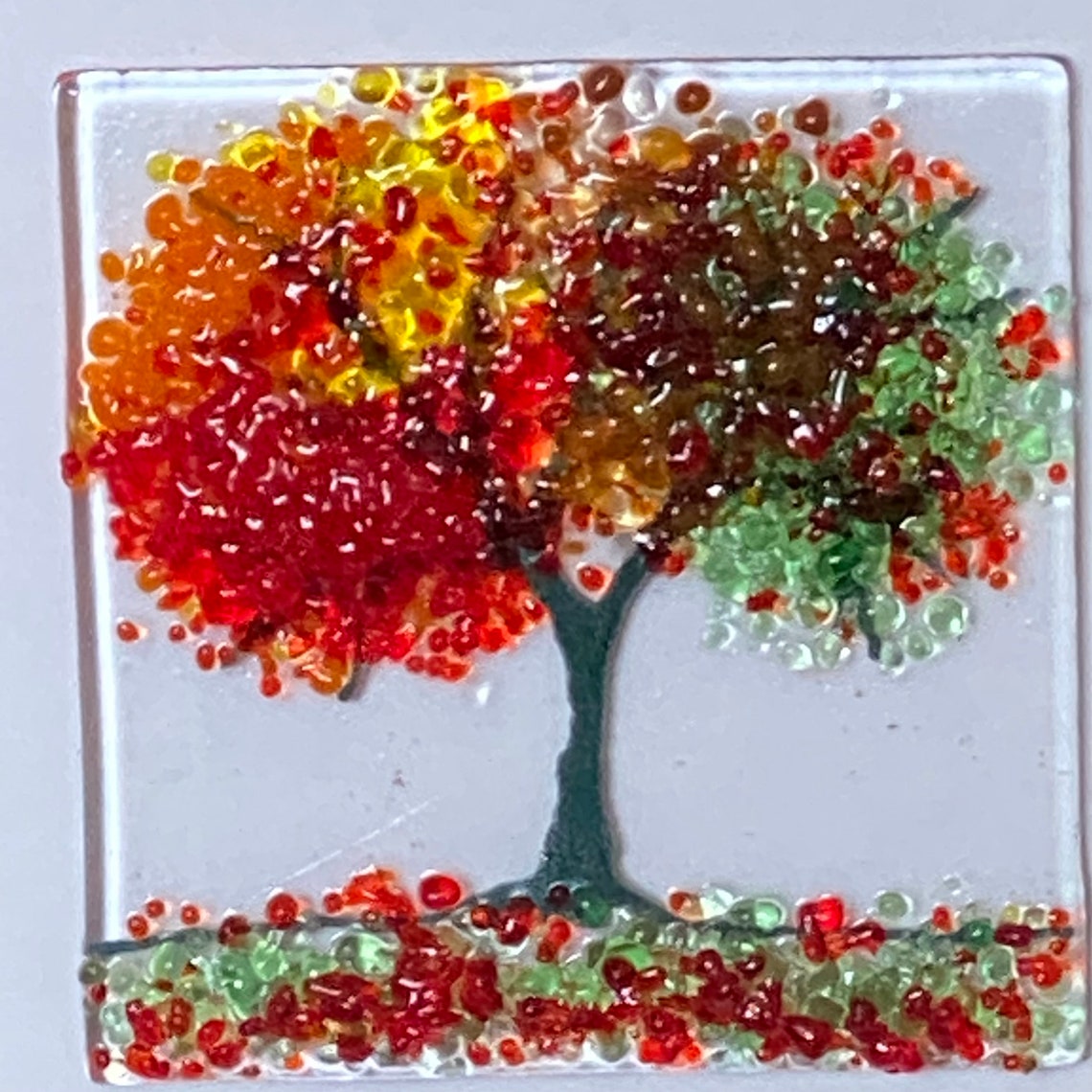 Glass Landscape Wall Hanging Glass Art Tree in Four Seasons Etsy UK