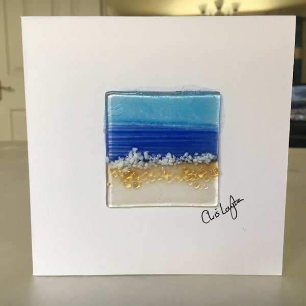 Fused Glass Greeting Card, Handmade, Sea scene , Nautical, Birthday, Fathers Day, Any Occasion, Keepsake, New Home Card, Mothers Day