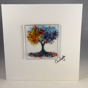 Fused Glass Tree Greeting Card, Handmade Keepsake