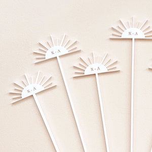 Wedding Stir Sticks, Custom Drink Stirrers, Sunshine Stir Sticks, Cocktail Stirrers, Personalized Drink Stirrers | Set of 10