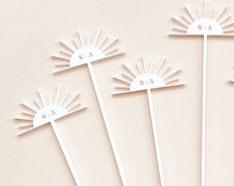 Wedding Stir Sticks, Custom Drink Stirrers, Sunshine Stir Sticks, Cocktail Stirrers, Personalized Drink Stirrers | Set of 10