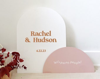 Double Arch Welcome Sign, Acrylic Welcome Sign, Arched Wedding Sign, Welcome to our Wedding Sign