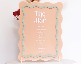 Wedding Bar Menu, Wedding Bar Sign, Bar Menu Sign, Wedding Menu Sign, Signature Drinks, Cocktail Sign, Wavy Wedding Sign