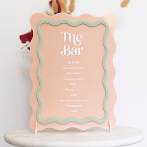 Wedding Bar Menu, Wedding Bar Sign, Bar Menu Sign, Wedding Menu Sign, Signature Drinks, Cocktail Sign, Wavy Wedding Sign image 2