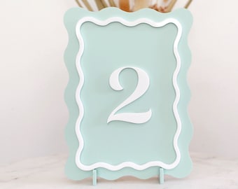 Wavy Table Numbers, Acrylic Table Numbers, Wavy Wedding Sign, Wedding Table Numbers, Modern Table Numbers, Table Numbers