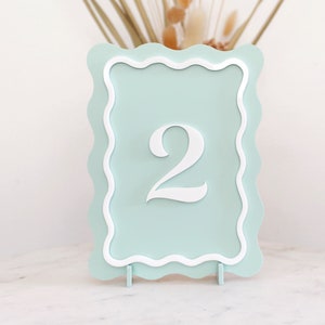 Wavy Table Numbers, Acrylic Table Numbers, Wavy Wedding Sign, Wedding Table Numbers, Modern Table Numbers, Table Numbers