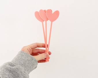 Heart Cocktail Stirrers, Cocktail Stir Sticks, Heart Drink Stirrers, Galentines Party, Cocktail Stirrers | SET of 8