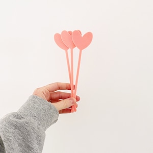 Heart Cocktail Stirrers, Cocktail Stir Sticks, Heart Drink Stirrers, Galentines Party, Cocktail Stirrers | SET of 8