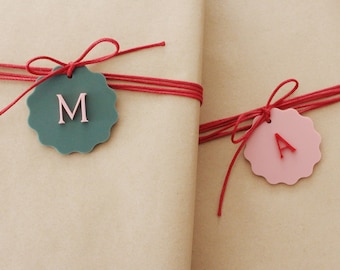 Christmas Gift Tags, Personalized Wavy acrylic gift tag | SET OF 4
