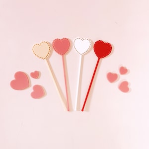 Valentines Stirrers, Heart Stir Sticks , Galentines Day Decor, Galentines Day Party, Valentines Day Decor SET of 8 image 1