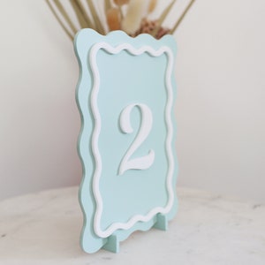 Wavy Table Numbers, Acrylic Table Numbers, Wavy Wedding Sign, Wedding Table Numbers, Modern Table Numbers, Table Numbers image 2