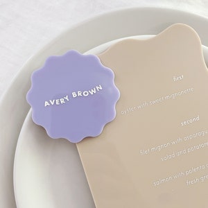 Acrylic Place Cards, Wavy Place Cards, Laser Cut Place Names, Laser Cut Names, Wedding Place Cards