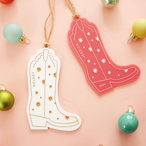 Cowgirl Boot Ornament, Cowgirl Christmas, Cowboy Boot Ornament, Western Ornament, Custom Ornament, Christmas Ornament