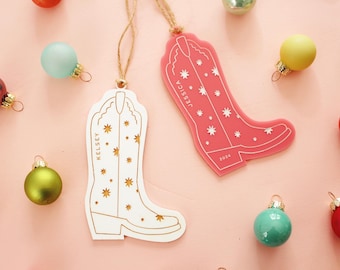 Cowgirl Boot Ornament, Cowgirl Christmas, Cowboy Boot Ornament, Western Ornament, Custom Ornament, Christmas Ornament