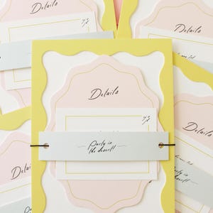 Wavy Frame Wedding Invitation- Wavy Wedding Invitation, Semi-Custom Wedding Invitation, Wedding Invites, Wedding Stationery -- SAMPLE image 7