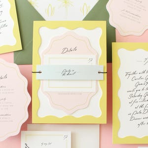 Wavy Frame Wedding Invitation- Wavy Wedding Invitation, Semi-Custom Wedding Invitation, Wedding Invites, Wedding Stationery -- SAMPLE image 3