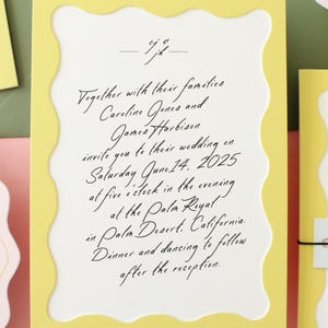 Wavy Frame Wedding Invitation- Wavy Wedding Invitation, Semi-Custom Wedding Invitation, Wedding Invites, Wedding Stationery -- SAMPLE image 2