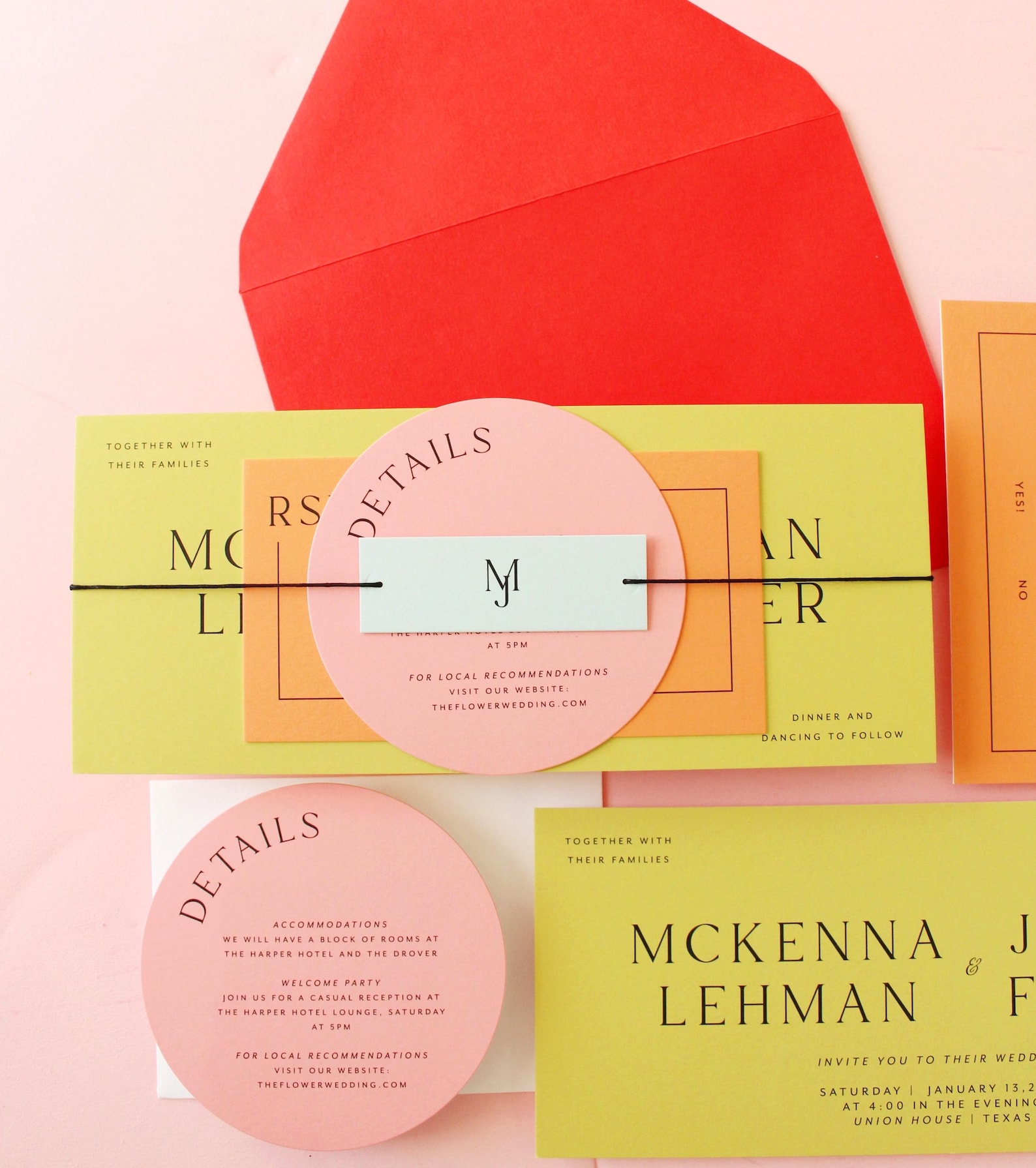 Colorful Wedding Invitation - Chartreuse Semi-custom Wedding Suite - Etsy