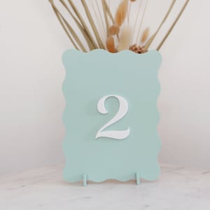 Wavy Table Numbers, Acrylic Table Numbers, Wavy Wedding Sign, Wedding Table Numbers, Modern Table Numbers, Table Numbers image 3