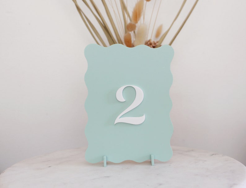 Wavy Table Numbers, Acrylic Table Numbers, Wavy Wedding Sign, Wedding Table Numbers, Modern Table Numbers, Table Numbers image 3