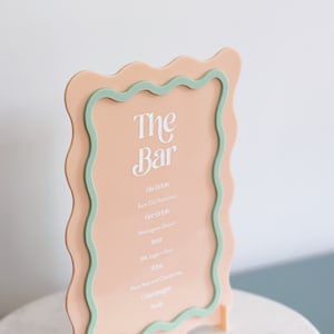 Wedding Bar Menu, Wedding Bar Sign, Bar Menu Sign, Wedding Menu Sign, Signature Drinks, Cocktail Sign, Wavy Wedding Sign image 3