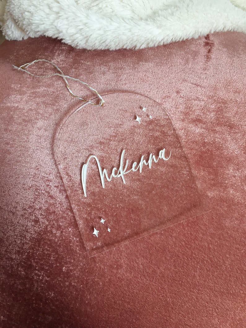 Custom Ornament Acrylic Stocking Tag Name ornament Personalized Ornament Engraved Ornament Acrylic Ornament
