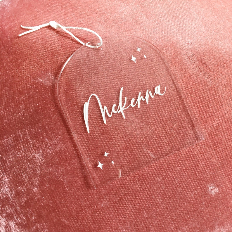 Custom Ornament Acrylic Stocking Tag Name ornament Personalized Ornament Engraved Ornament Acrylic Ornament