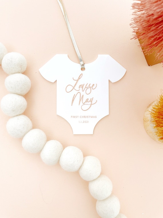New Baby Ornament, Baby's First Christmas Ornament, Personalized Ornament, Onesie Ornament, Christmas Ornament, Custom Ornaments