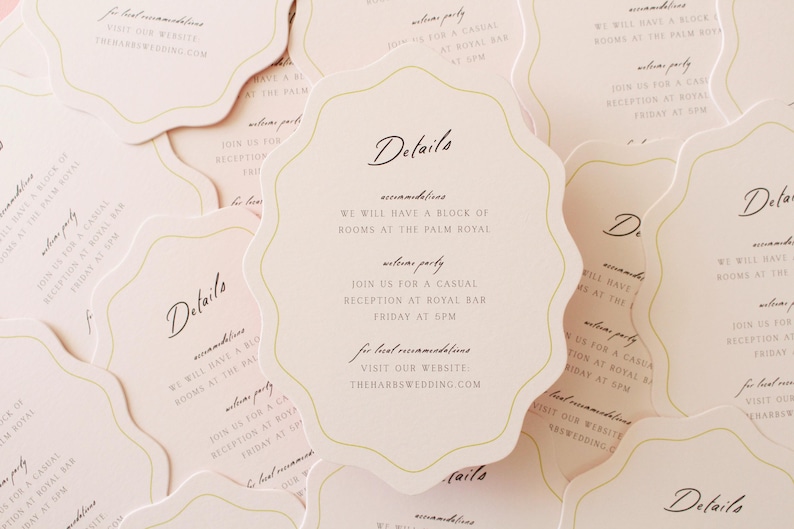 Wavy Frame Wedding Invitation- Wavy Wedding Invitation, Semi-Custom Wedding Invitation, Wedding Invites, Wedding Stationery -- SAMPLE image 6
