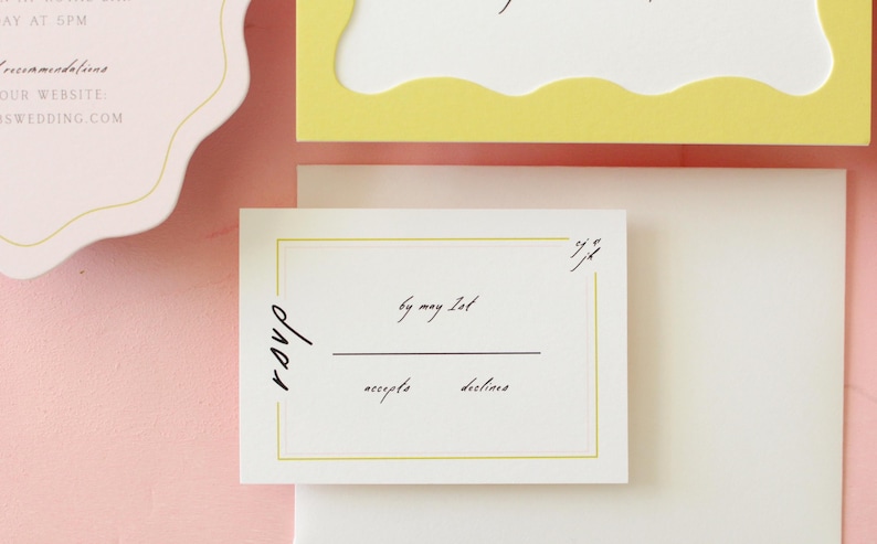 Wavy Frame Wedding Invitation- Wavy Wedding Invitation, Semi-Custom Wedding Invitation, Wedding Invites, Wedding Stationery -- SAMPLE image 5