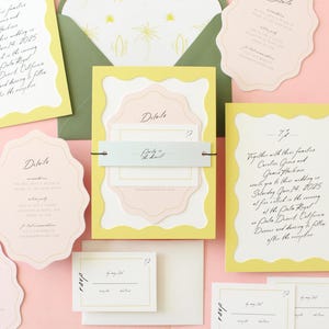 Hochzeitseinladung, Wellenförmiger Rahmen, Hochzeitseinladung, Wellenförmige Hochzeitseinladung, Hochzeitseinladung, Hochzeitseinladung - SAMPLE