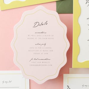 Wavy Frame Wedding Invitation- Wavy Wedding Invitation, Semi-Custom Wedding Invitation, Wedding Invites, Wedding Stationery -- SAMPLE image 4