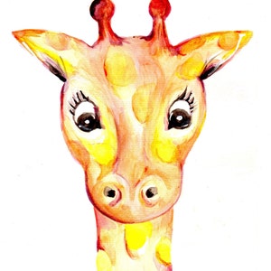 Watercolour Painting Giraffe Print Nursery Wall Decor