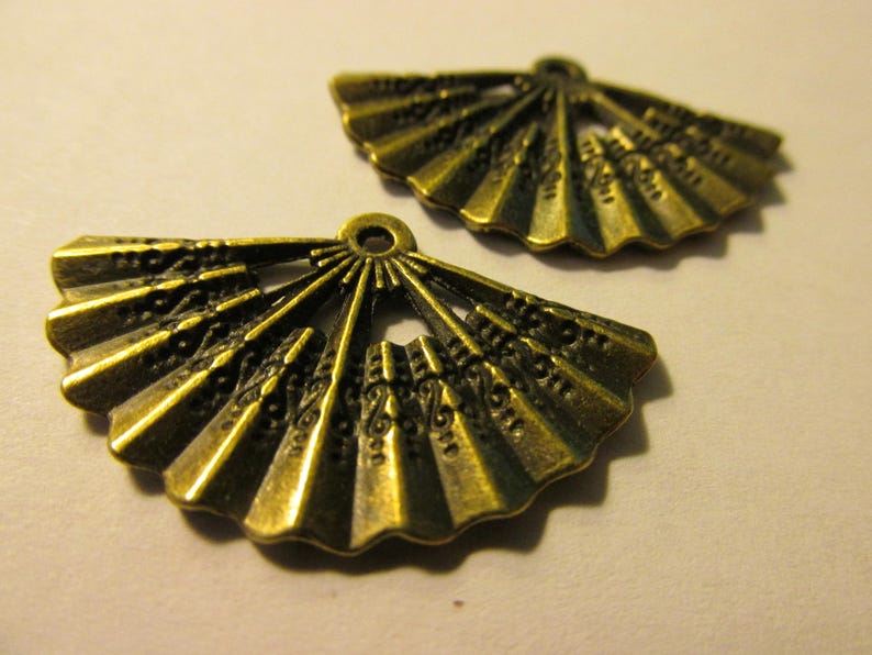 Set of 2 1 14 Bronze Tone Metal Japanese Fan Charm-Pendant