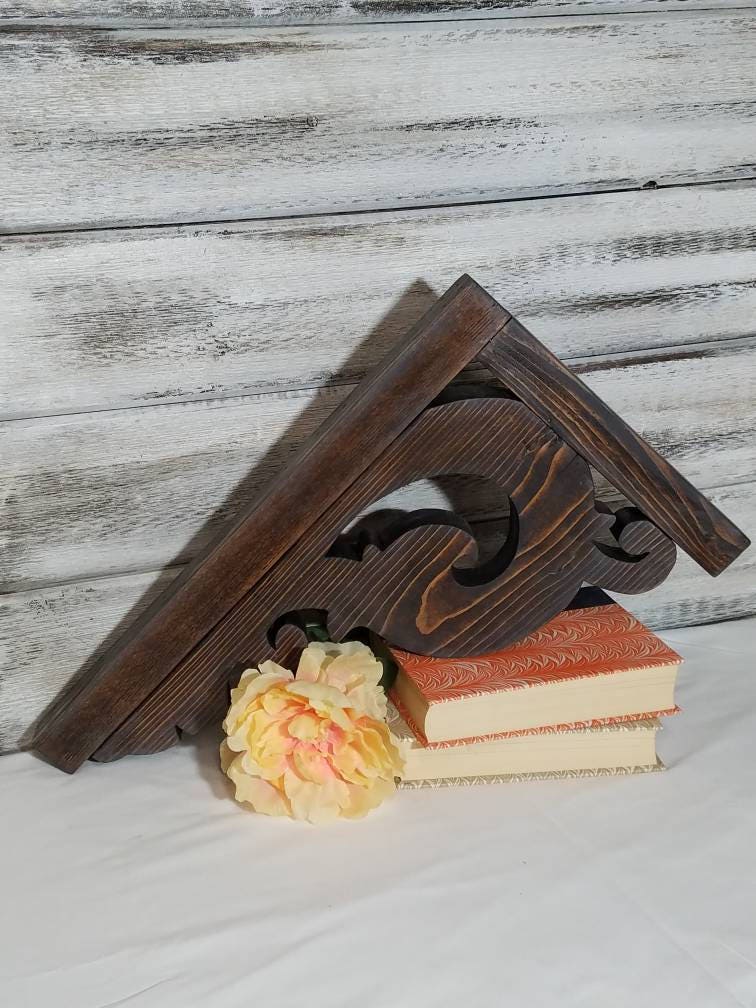 Antique Paris Corbels Pair Wood Rustic Shelf Brackets Bookend 1