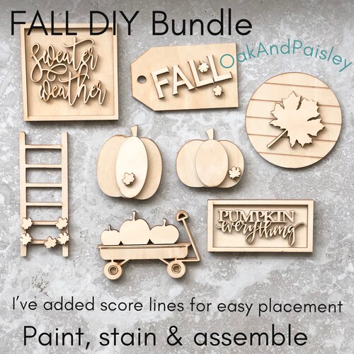 BLANKS Fall Tiered Tray Decor Unfinished DIY Wood Kit Blank Etsy