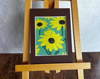 Black Eyed Susan 5 x 7 Block Print | Floral Art Print | Gifts for Gardeners | Flower Garden Artwork | Handmade Linoprint