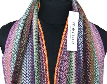 Superfine Merino Scarf “TUTTI FRUTTI” knitted in Scotland for Vishana  by Scottish Tradition