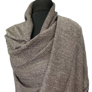 Cashmere Shawl/Scarf in Herringbone Design (Natural Shades) by Vishana