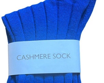 Mens 100% Cashmere Sock ONE SIZE knitted in Scotland - available in Dark Navy & Silver Grey