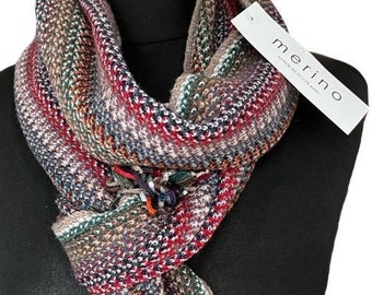 Superfine Merino Scarf “CASINO” knitted in Scotland for Vishana  by Scottish Tradition