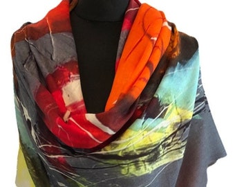 Digital Print Cashmere and Silk Blend Stole