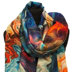 Digital Print Cashmere & Silk Blend Large Shawl