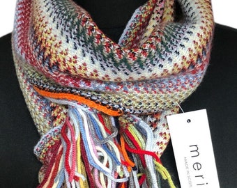 Superfine Merino Scarf “JESSICA” knitted in Scotland for Vishana  by Scottish Tradition