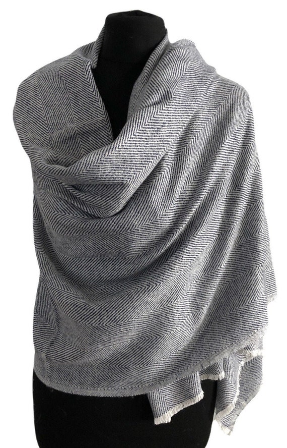 Navy cashmere shawl deals