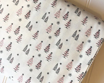 Arbolitos navideños de tela de algodón con luces de bosque y diseño de Riley Blake