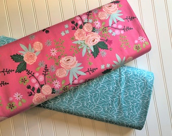 Hot Pink-New-Dawn-Citrus-Mint-Rose-Garden-Flowers-Meadow-Riley-Blake-Designs-Cotton-Quilting-Fat-Quarters-Fabric-By-The-Yard-Bundles